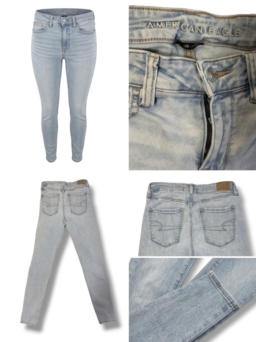 American Eagle Hi-Rise Jegging Size 6 Regular Light Wash Stretch Blue Jeans AE
